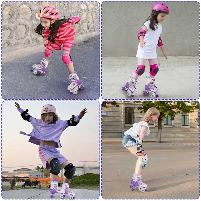 Роликові ковзани для дітей з LED підсвічуванням, регульовані, зручні та дихаючі, фіолетовий колір, розмір L (39-42)