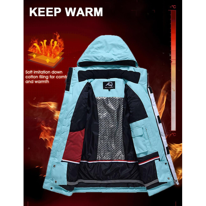 Жіночий гірськолижний костюм (2 частини) від ALSOGO: тепла водонепроникна куртка та штани для сноубордингу та катання на лижах, чорний