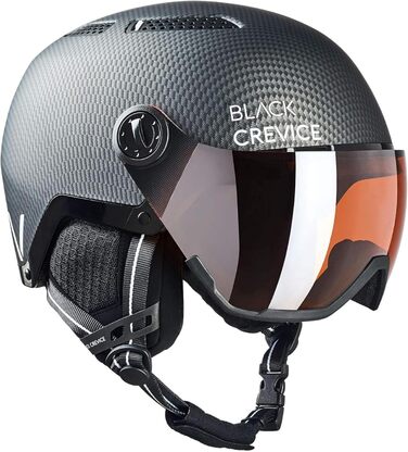Шолом гірськолижний BLACK CREVICE Chamonix I з візором, чорний матовий, карбон/білий, унісекс, 58-61 см