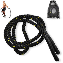 Важкий скакалка для дорослих: фітнес, м'язи, тренування, фітнес-зал, на вулицю, чорний (0,7 кг)