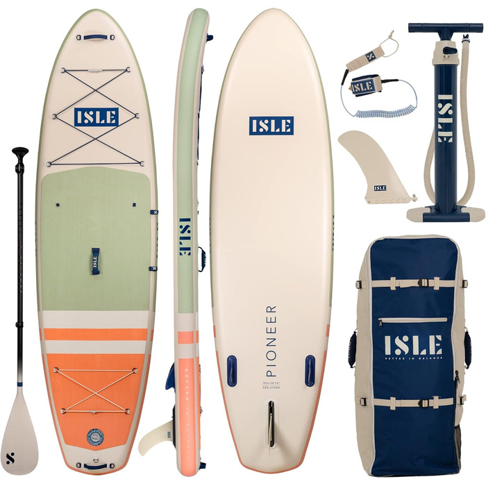 ISLE Pioneer Надувна SUP-дошка для початківців, комплект: страховочний шнур, 3 плавники, рюкзак, насос, весло, дизайн California