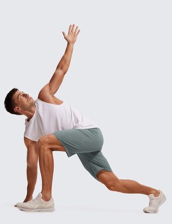 Спортивні чоловічі шорти CRZ YOGA для фітнесу та бігу з кишенями, швидкосохнучі, колір Grauer Salbei (сірий шавлія), розмір L, довжина 23 см