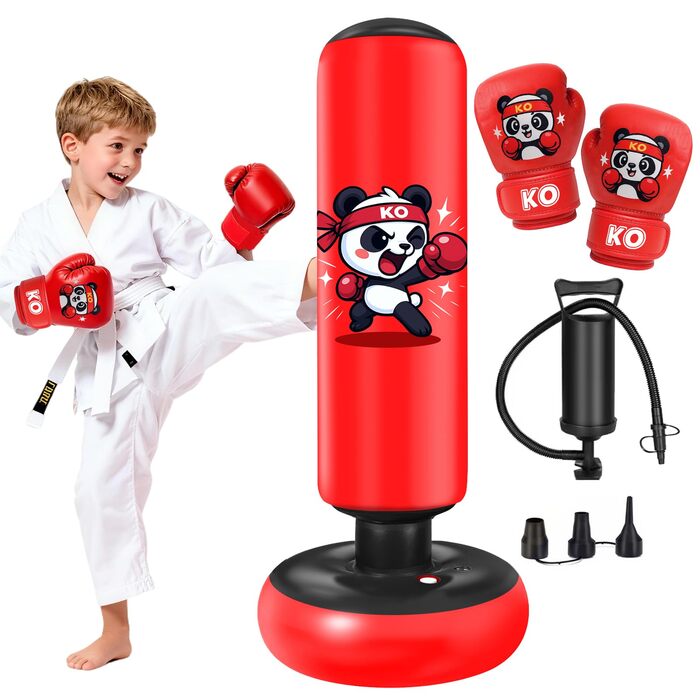Груша боксерська дитяча Ninonly з рукавичками для боксу, карате, тхеквондо (130 см, Панда)