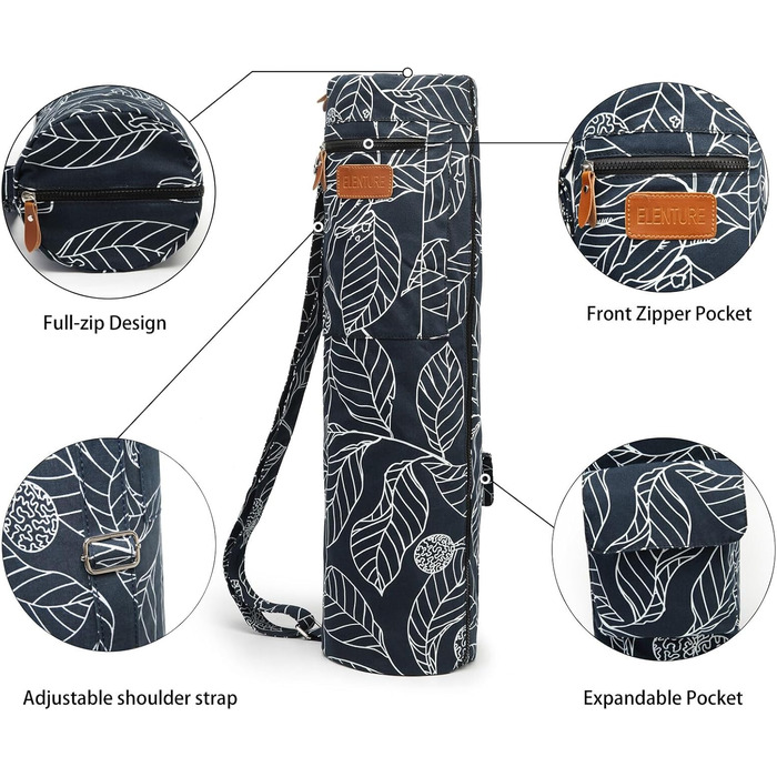 Сумка для йога-килимка Yogamatten-Tasche, синя з квітковим малюнком, унісекс, з плечовим ременем та кишенями