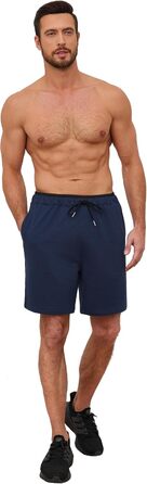 Чоловічі спортивні шорти Soer Activewear з кишенями та блискавкою, бавовняні шорти для бігу та відпочинку, темно-сині (L)