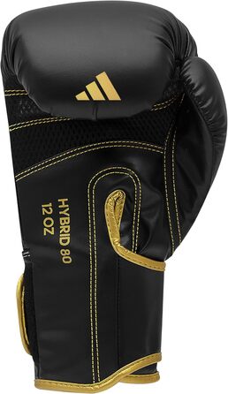 Боксерські рукавички adidas Hybrid 80, 6 унцій, чорні/золоті, для боксу, кікбоксингу, ММА, тренувань, чоловіків і жінок