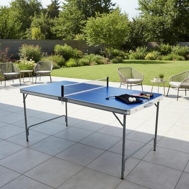 Стіл для пінг-понгу складний Fabula для дітей та підлітків, Indoor & Outdoor, розмір midi, 165x84x72 см, FASports з сіткою, ракетками, м'ячем