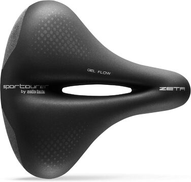 Сідло для міського велосипеда Sportourer Zeta Comfort Gel SuperFlow, м'яке гелеве, з відбивачем, водонепроникне, чорне