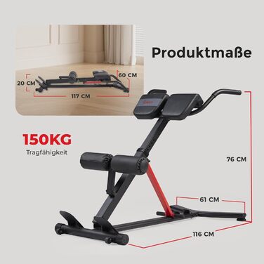 Roman Chair Sunny Health & Fitness: Складний тренажер для пресу та спини, регульований нахил, для дому