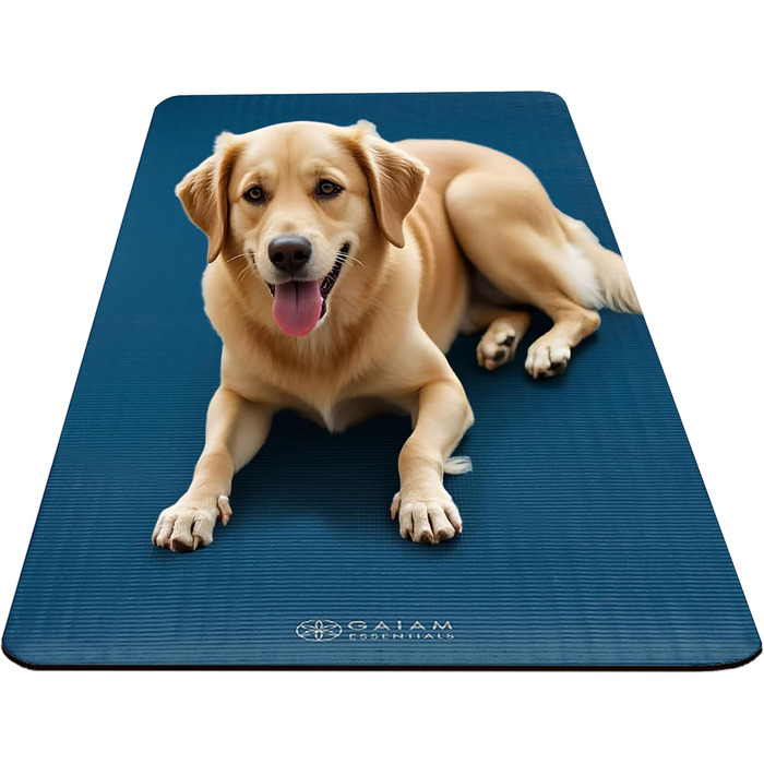 Yogamat Gaiam Essentials товстий 1 см, синій (183x61 см) для йоги та фітнесу з ременем