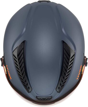Гірськолижний шолом uvex HLMT 600 Visor для дорослих, темно-сірий з помаранчевим, матовий, розмір 59-61 см