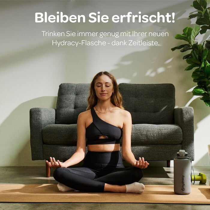 Водна пляшка Hydracy 2L зі трубочкою та таймером - BPA-free, спортивна, противитікання, без конденсату, сірий колір