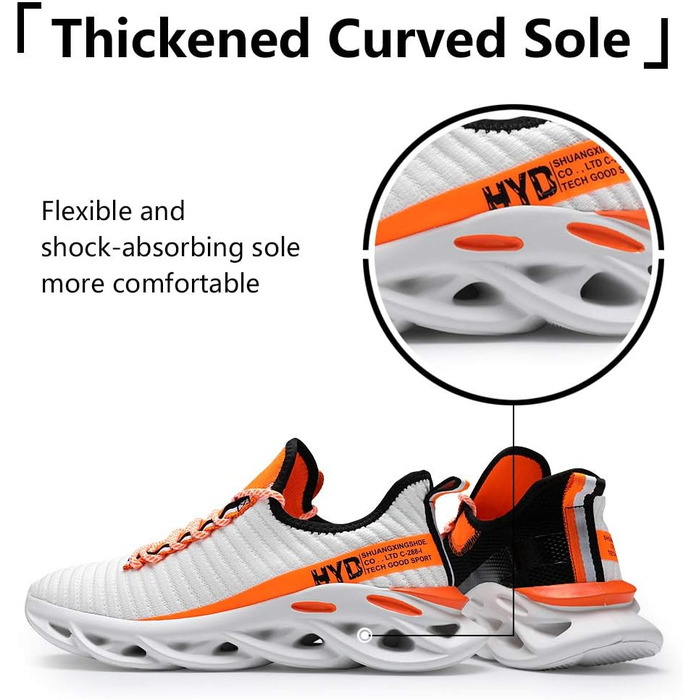 Чоловічі кросівки Ahico для бігу, фітнесу та крос-тренінгу. Slip-On, білі з помаранчевим, 42.5 EU
