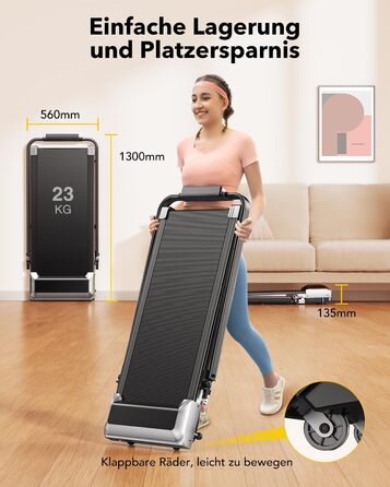 Бігова доріжка для дому з нахилом, 2-в-1 Walking Pad, 12 км/год, складана, 2.5HP, під стіл, для офісу та дому, з додатком і пультом