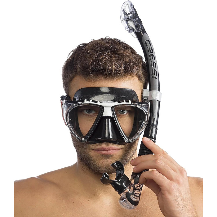 Комплект Cressi Penta & Alpha: маска для снорклінгу та дайвінгу + трубка Alpha, унісекс, чорний