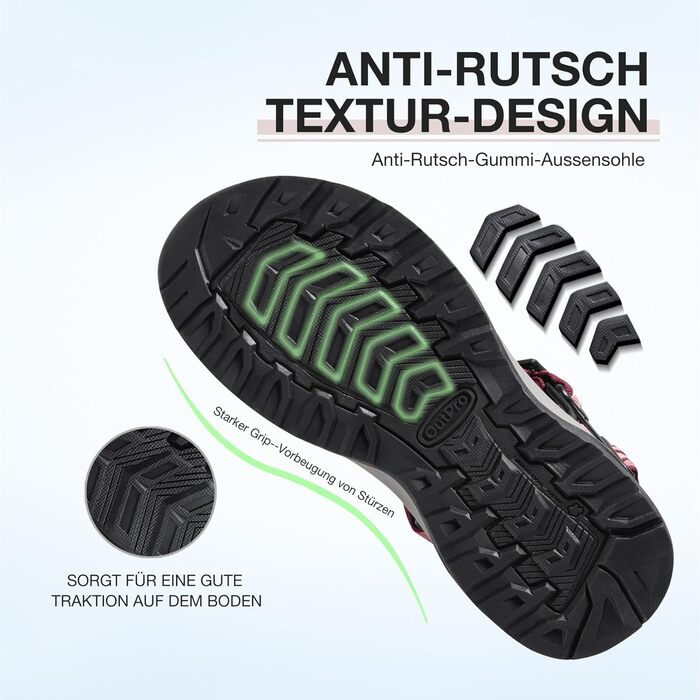 Жіночі сандалі для спорту та активного відпочинку Damen червоні 40 EU. Сандалі для трекінгу, пляжу, подорожей з підтримкою склепіння стопи. Дихаючі, зручні.