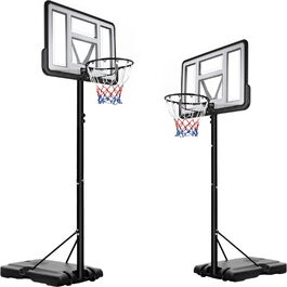 Баскетбольний кошик вуличний з регульованою висотою 230-305 см, стійка з задньою панеллю 110x70 см для подвір'я, саду, гаража - білий