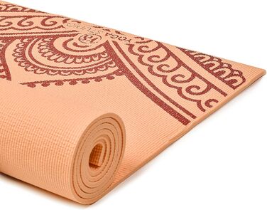 Килимок для йоги Von Yoga Studio з малюнком Мандала, 183x61 см, 6 мм, неслизький, з ПВХ, Paisley Peach Fuzz