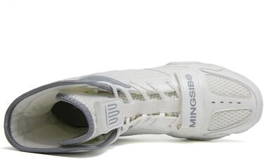 Боксерські та борцівські кросівки для чоловіків та жінок, дитячі, для залу, фітнесу, високі, з антиковзаючою підошвою, дихаючі (46 EU, Білий/Сірий)