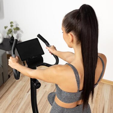Гімнастичний тренажер Gymtek XB1500 з магнітним опором, велотренажер для дому до 135 кг, 8 рівнів опору, 9 кг маховик, LCD дисплей, чорний та золотий