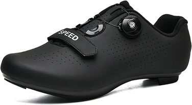 Велосипедні черевики для чоловіків та жінок, для шосе та гірського велосипеда з гумовою підошвою, дихаючі кросівки, не блокуючі велосипедні черевики MTB, чорний (38 EU)