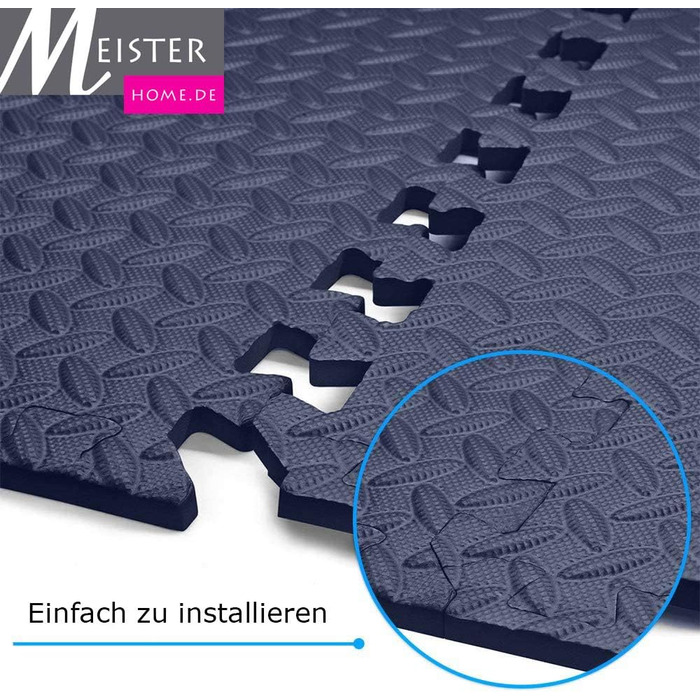 Захисні мати-пазли Meisterhome 60x60 см, 6 шт, Tardis Blue, підлогові EVA мати для спорту, тренажерного залу, дитячої кімнати, комплект 2.16 м²