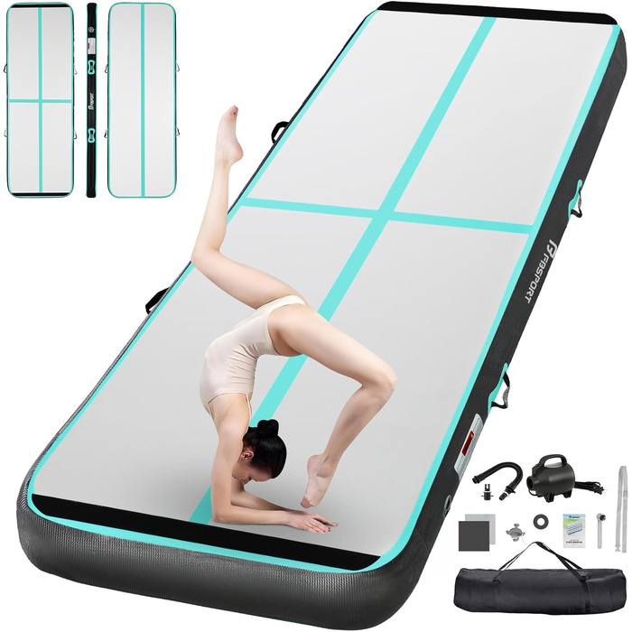 FBSPORT Airtrack Matte -Гімнастичний надувний мат, 2м, 10см, з насосом та сумкою