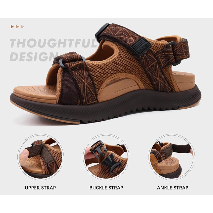 Чоловічі сандалії ONCAI Wandersandalen - сірі, для пляжу, трекінгу та водного спорту, з регульованими ремінцями (49 EU)