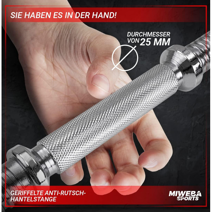 Гантелі Miweba Sports MKH120 20 кг з кейсом, чавунні, для жінок і чоловіків, ергономічна ручка