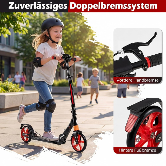 COSTWAY Розкладний самокат для дітей та дорослих, чорний. Регульована висота, дзвінок, підставка, ремінь для перенесення, до 100 кг