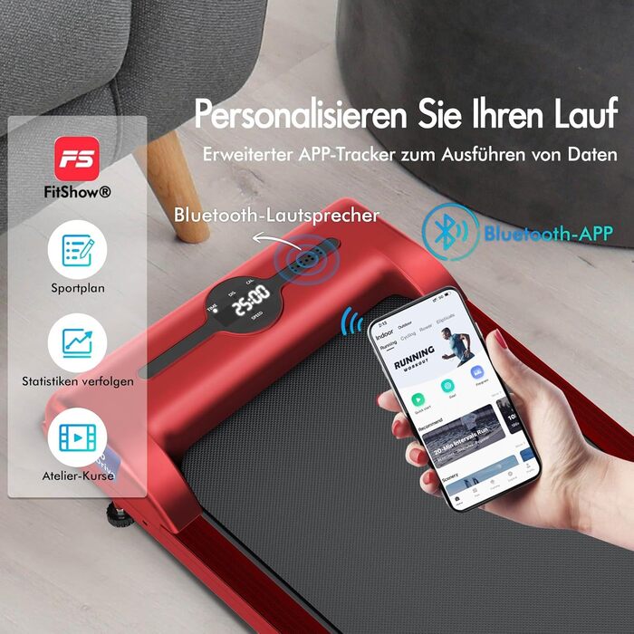 Інтелектуальний килимок для ходьби BLACK LORD SL9H - 2-в-1 для дому та офісу, з пульт та моніторингом даних, червоний (з ручками)