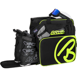Чохол для лижних черевиків BRUBAKER Super Champion з відділенням для шолома та рюкзак - Чорний/Неоновий жовтий