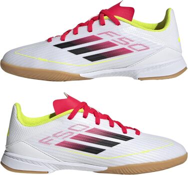 Дитячі футбольні бутси adidas F50 League Indoor, 34 EU, біло-чорно-жовті