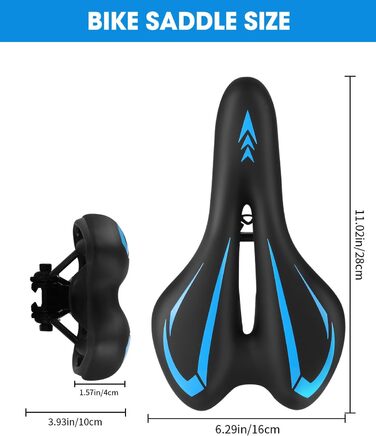Гелевий велосипедний сідло MSDADA, унісекс, водонепроникний, блакитний