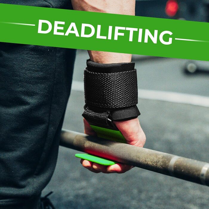 Набори для важкої атлетики BEAST RAGE: вантажні гачки, ремені для зап'ястя, неопренові, з гумовим покриттям, фітнес-бандажі, протиковзкі, для підйому штанги, тренувань, фітнес-клубу, чоловічі та жіночі (зелені)