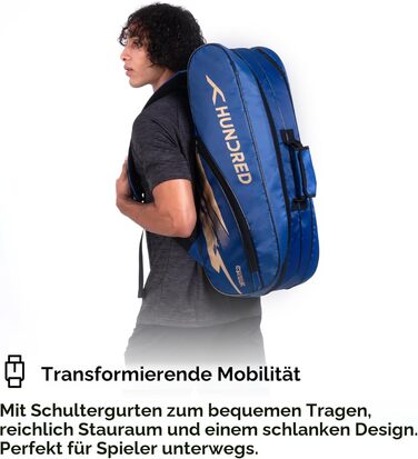 Сумка для бадмінтону Cosmogear: професійна, поліестер, подвійний блискавка, з передньою кишенею, зручні лямки, темно-синя