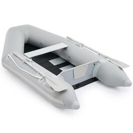 Надувне човен CO-Z для 2-4 осіб (230x130x33 см / 300x150x42 см) з веслами та насосом. Сірий, для риболовлі, з алюмінієвим дном та сидінням.