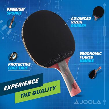 JOOLA Omega Speed – ракетка для настільного тенісу турнірного рівня з ручкою для професійного тренування, покриття Vizon, для швидкості, червона