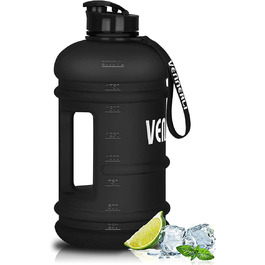 VENNERLI Спортивна пляшка для води 2,2 л, пластикова, зручна ручка, BPA Free, не протікає, для тренувань, фітнесу, спортзалу, офісу та дому, матова синя