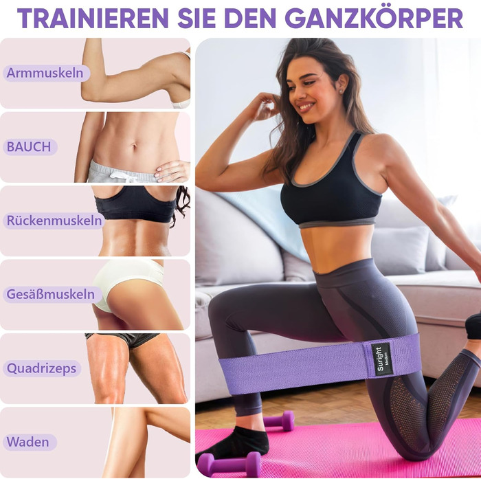 Фітнес-гумки Suright: стрічковий набір для силових тренувань, йоги та фітнесу (3 кольори)