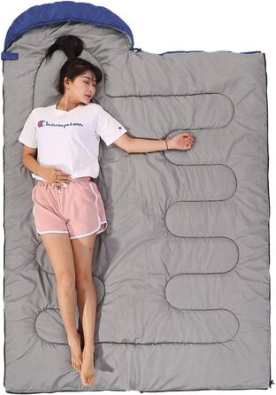 Сплячий мішок SWTMERRY для 3-4 сезони (літо, весна, осінь, зима) - теплий та легкий. Підходить для дорослих та підлітків, для походів, кемпінгу та рюкзаків. (односпальний, блакитний/зелений)