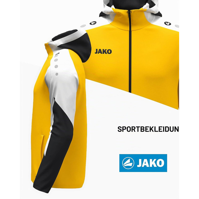 Чоловіча спортивна куртка з капюшоном JAKO Dynamic (S, жовтий/білий/чорний)