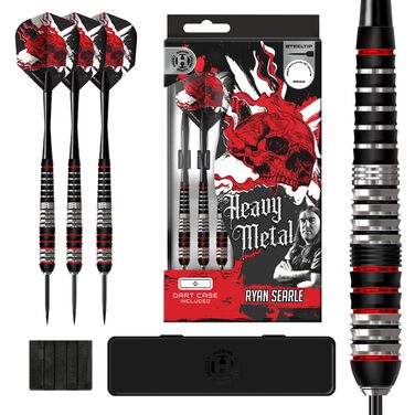Дарти Harrows Ryan Searle Heavy Metal (22g, 24g, 26g) – сталеві дротики з шафтами Speedline, польотними пір'ями 100 мікрон та кейсом