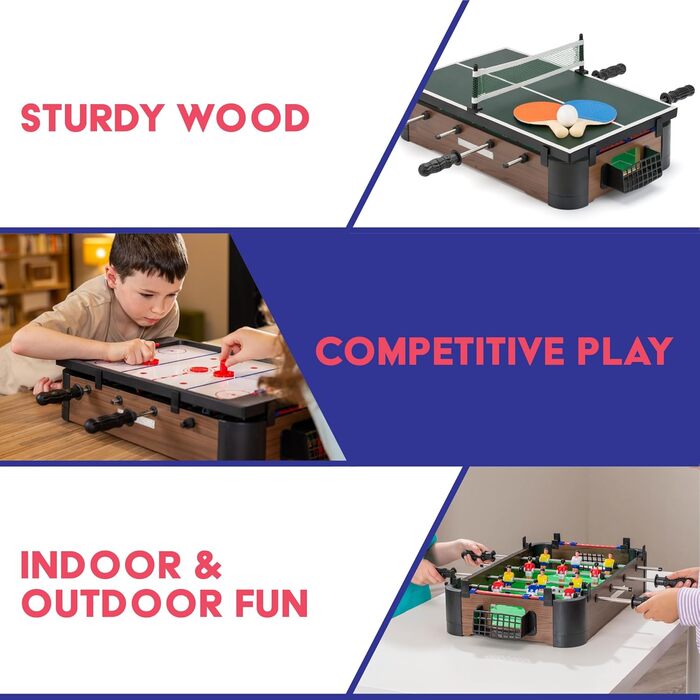 PowerPlay Набір ігор для столу 3 в 1: міні-футбол, хокей, настільний теніс