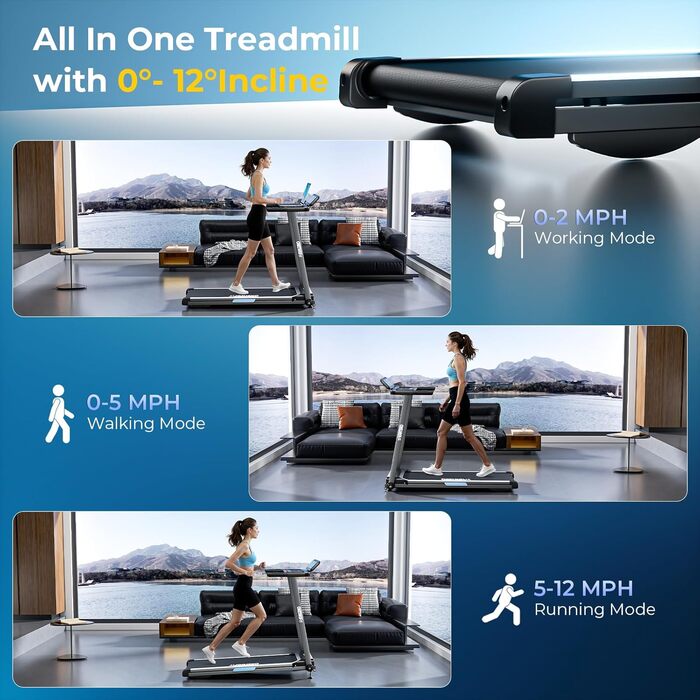 ONETWOFIT Walking Pad: складаний біговий доріжки з пультом, керуванням через додаток та вбудованими колонками