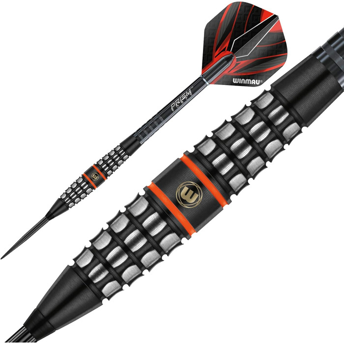 Дротики WINMAU Sicario 25 г, професійні, вольфрамові, з металевим вістрям, набір з оперенням і хвостовиками