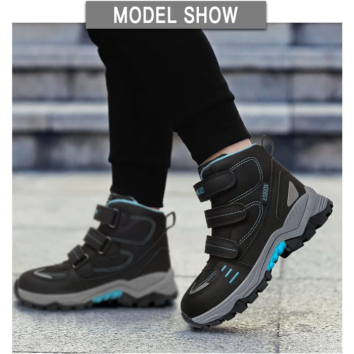 Дитячі зимові черевики ASHION: утеплені, для ходьби та трекінгу, розмір 39 EU, чорний колір