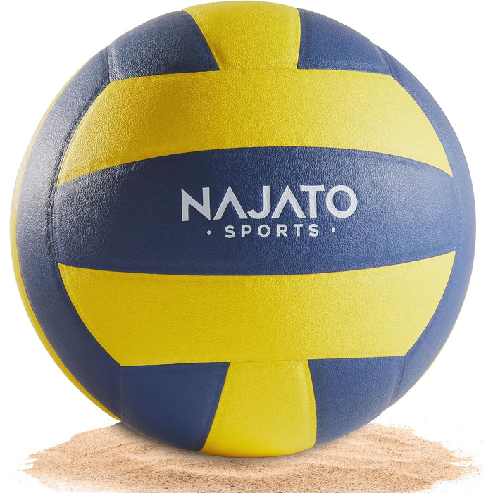 Волейбольний м'яч NAJATO Sports – Міцний пляжний волейбольний м'яч розміру 5 – Для гри на відкритому повітрі та в приміщенні, жовтого та синього кольорів