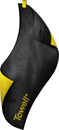 STRYVE Towell+ V2: спортивний рушник з кишенею та магнітним кліпом, ідеальний для спортзалу та активного відпочинку (чорний/жовтий)