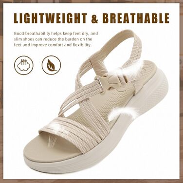 Сандалі жіночі літні Bequeme (Німеччина) 39 EU бежеві з ортопедичною устілкою для прогулянок та відпочинку